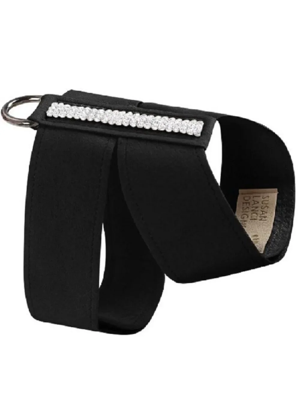 Size M Black Giltmore 3 Row Swarovski Crystal Ultrasuede Harness